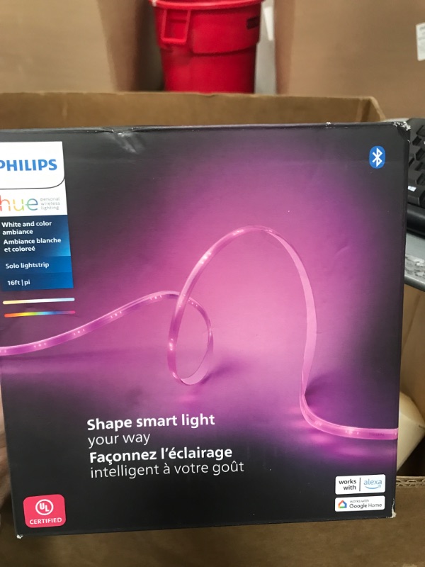 Photo 1 of (Incomplete) Philips Hue Indoor 16 Ft Smart LED Solo lightstrip Base Kit - 1 Pack - Control with Hue App - Compatible with Alexa, Google Assistant and Apple HomeKit
