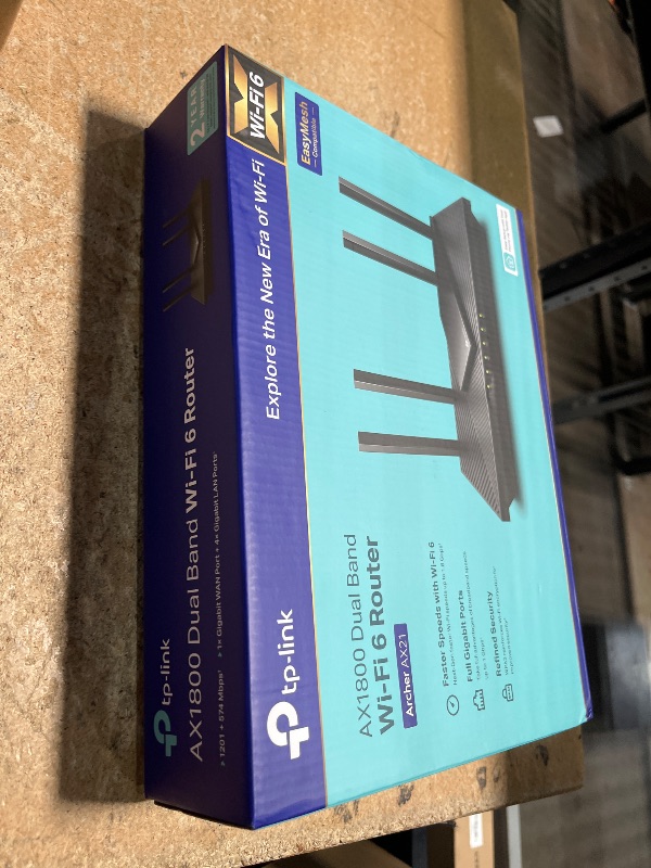 Photo 1 of TP-Link AX1800 WiFi 6 Router V4 (Archer AX21) – Dual Band Wireless Internet, Gigabit, Easy Mesh, Works with Alexa - A Certified for Humans Device