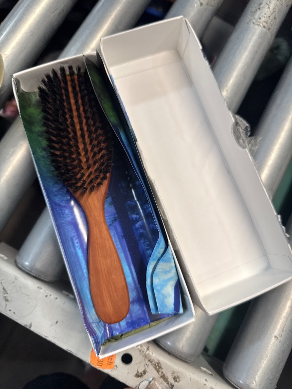 Photo 1 of (USED/FAIR) 100% Wild Boar Bristle Hair Brush for Natural Healthy Hair, Medium Soft Tibet Bristles, Pear Wood Handle, Wooden Hair Brush for Fine or Thinning Hair, for Women & Men, Made in Germany's Black Forest