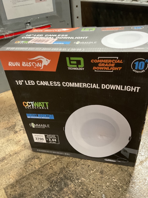 Photo 1 of 10 Inch Recessed LED Commercial Downlight with J-Box, Wattage Adjustable 22/29/37.5W,3 Color Selectable 3000K-5000K, 120-277V,0-10V Dimmable, IC Rated,Canless LED Downlight,UL & Energy Star