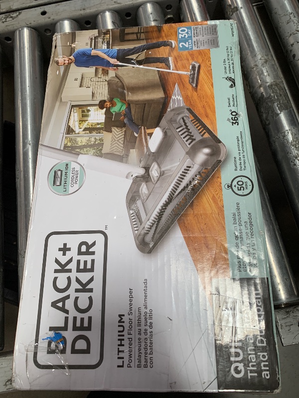 Photo 1 of (PARTIAL SET) (USED/FAIR) BLACK+DECKER 50 Minute Lithium Floor Sweeper, Multi-Surface Use, Charger Included (HFS115J10)