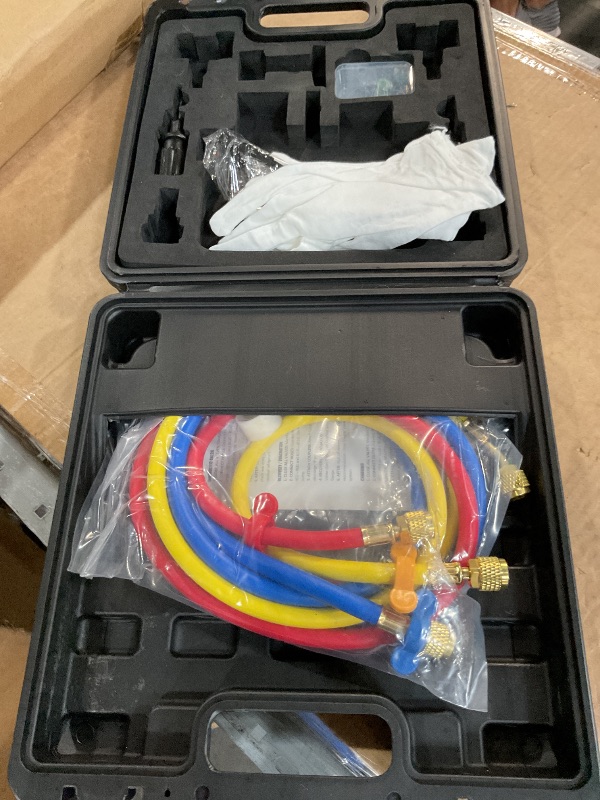 Photo 1 of (PARTIAL SET) (USED/FAIR) Lichamp AC R1234YF R134A Gauge Set, Automotive Manifold Gauge Compatible with R1234YF R134A and R404A Refrigerants