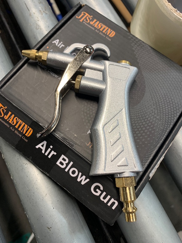 Photo 1 of (used)(missing pieces) JASTIND Industrial Air Blow Gun with Brass Adjustable Air Flow Nozzle and 2 Steel Extension