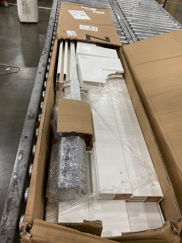 Photo 1 of **********PARTIAL ITEM, THIS IS ONLY BOX 2 OUT OF 3******************
89in H x 62in W x 47in L (1 Enclosure) Zippity Hampton Outside Shower Enclosure Kit with Door, White Vinyl Outdoor Shower Kit for Pool Shower, Outdoor Changing Room, Beach Shower, ZP190