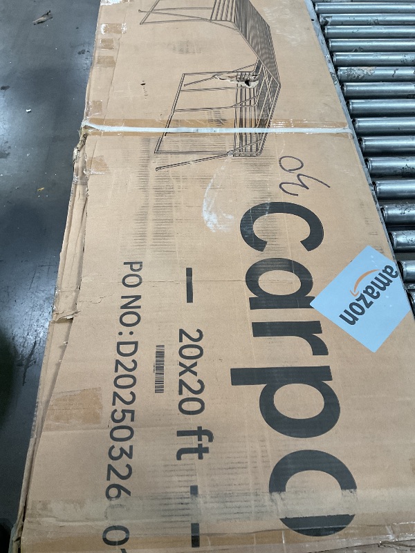 Photo 1 of ******************PARTIAL ITEM, THIS IS ONLY BOX 3 OUT OF 5************************
Real Relax 20x20ft Heavy Duty Metal Carport with Galvanized Steel Roof, 4 Support Legs, Outdoor Car Port Shelter for 2 Cars, Trucks and Boats
