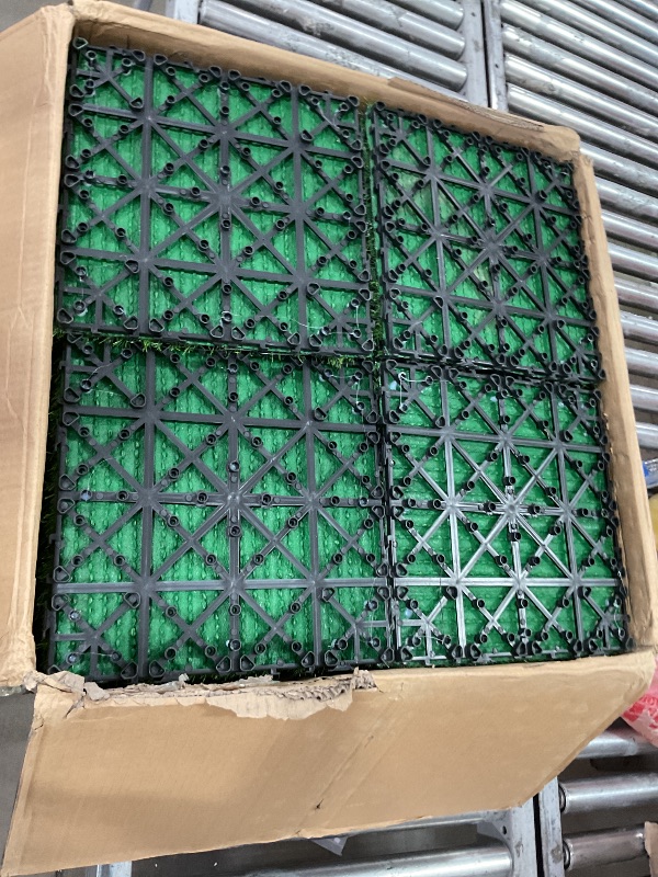Photo 1 of ***************THIS ONLY INCLUDES THE ARTIFICIAL GRASS, NO WOOD INCLUDED*****************
Menkxi 72 Pcs Hardwood Interlocking Patio Deck Tile and Artificial Grass 12 x 12 In Waterproof Wood Flooring Interlocking Turf Outdoor Self Draining Tile for Balcony