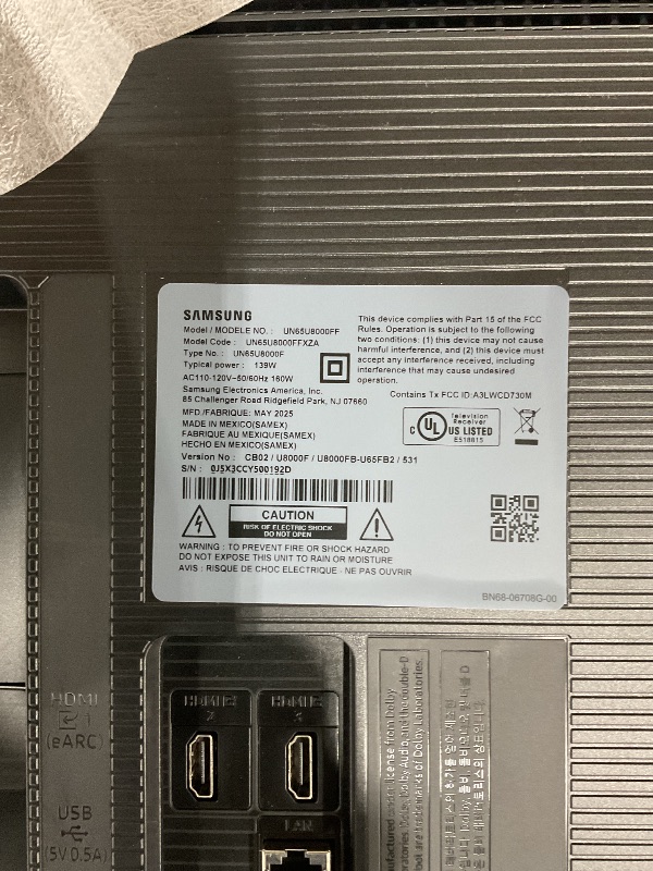 Photo 1 of **FINAL SALE *BROKEN**Samsung 65-Inch Class Crystal UHD U8000F 4K Smart TV (2025 Model) Endless Free Content, Crystal Processor 4K, MetalStream Design, Knox Security, Alexa Built-in