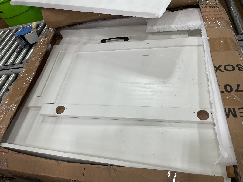 Photo 1 of **FINAL SALE **BOX [2]OF[2]**    
Merax 82.7" Kitchen Island with Extendable Dining Table for 4-6, with Storage, Charging Station, 2 Drawers & 2 Side Open Shelves for Dining Room House Bar, White Oak