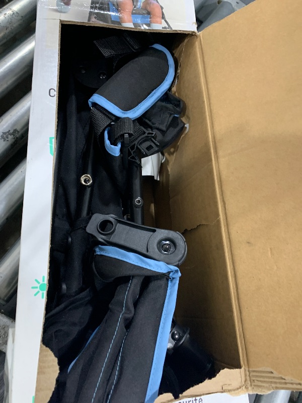 View 3 of ****DAMAGE TO UMBRELLA COVER***(** Ingenuity 3D Mini Convenience Stroller – Lightweight Stroller with Compact Fold, Multi-Position Recline, Canopy with Pop Out Sun Visor – Umbrella Stroller for Travel & More, Blue/Black