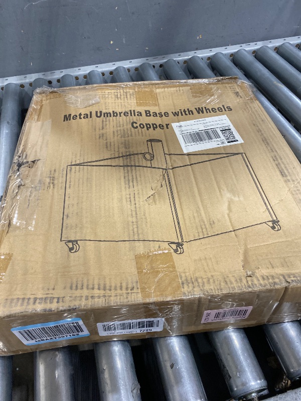View 3 of 18 in. Umbrella Base Planter, 150 lb Fillable Stand with Wheels, Copper, 1 Piece
