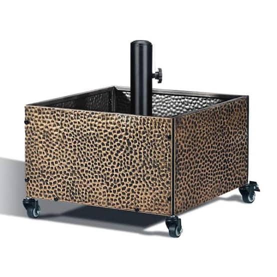 View 1 of 18 in. Umbrella Base Planter, 150 lb Fillable Stand with Wheels, Copper, 1 Piece