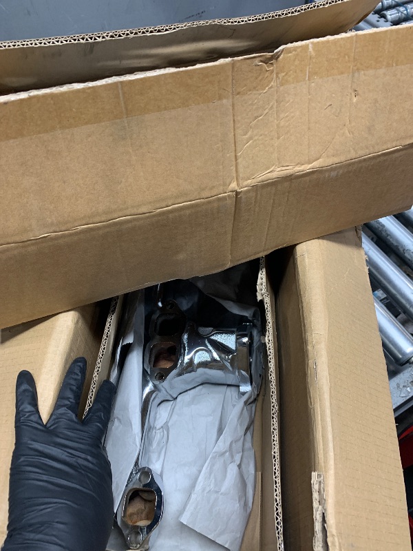 Photo 1 of 1 SET SHLPDFM Ground smooth Polish and Chrome Rams Horn Exhaust Manifolds With all gaskets and hardware Compatible with Small Block Chevy SBC 283 305 327 350 400