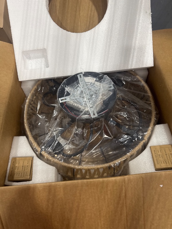 Photo 1 of Letmarey 20" Caged Ceiling Fans with Lights and Remote, Boho Flush Mount Ceiling Fan with Light, Low Profile Chandelier 6 Speed Bladeless Reversible Ceiling Fan w/ 4 Bulbs. for Living Room Bedroom.