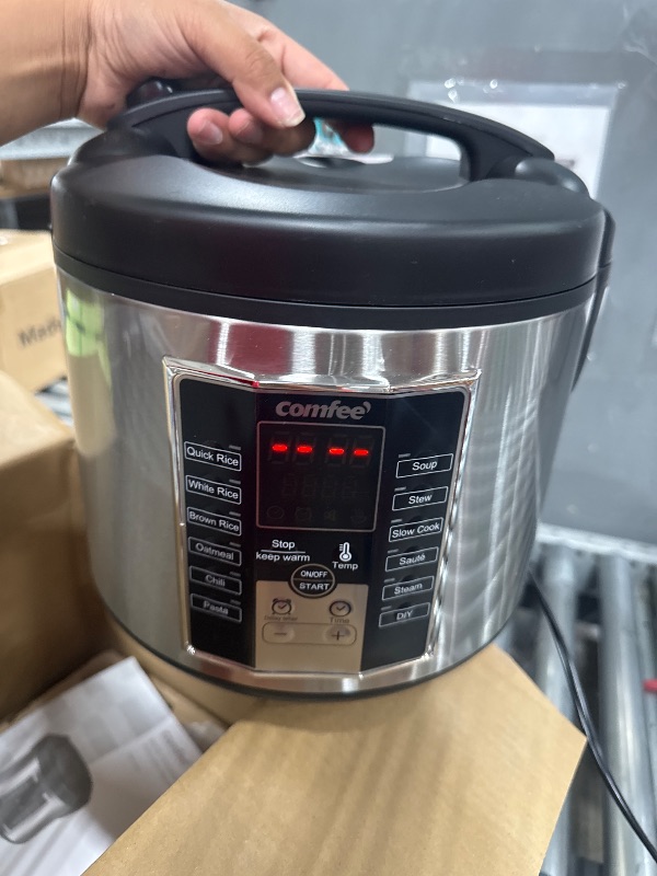 Photo 1 of *PPOWERS ON*COMFEE' Rice Cooker, Slow Cooker, Steamer, Stewpot, Sauté All in One (12 Digital Cooking Programs) Multi Cooker (5.2Qt ) Large Capacity. 24 Hours Preset & Instant Keep Warm, Black/Silver (MB-M25)