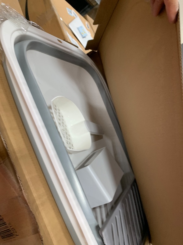 Photo 1 of (used) TomteNisse Open Top Cat Litter Box, Large Foldable Kitty Potty with Height-Adjustable Sides and Anti-Splash Design, Easy Clean with Cat Litter Scoop (Gray)