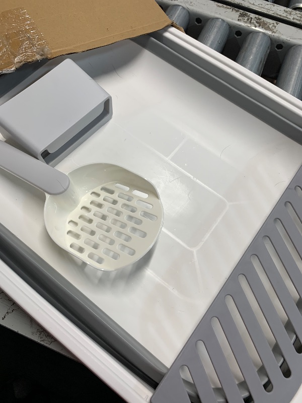 Photo 1 of (used) TomteNisse Open Top Cat Litter Box, Large Foldable Kitty Potty with Height-Adjustable Sides and Anti-Splash Design, Easy Clean with Cat Litter Scoop (Gray)