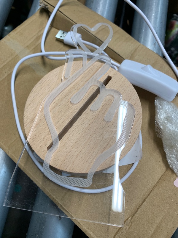 Photo 1 of (see all images) OSALADI Finger Heart Night Light, 3D Pattern Desk Table Lamp USB Charging, Acrylic Button Desk Lamp for Living Room Home Bedroom