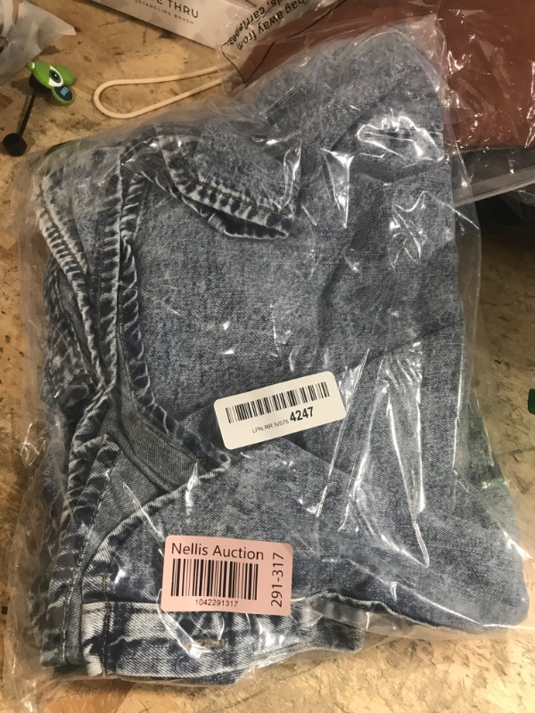 Photo 1 of GRAPENT Flowy Summer Dresses for Women 2025 Blue Denim Shirt Dress Short Sleeve Dresses for Women Color Bay Blue Baggy Oversized Jean Dress for Spring & Summer Medium Size 8 Size 10