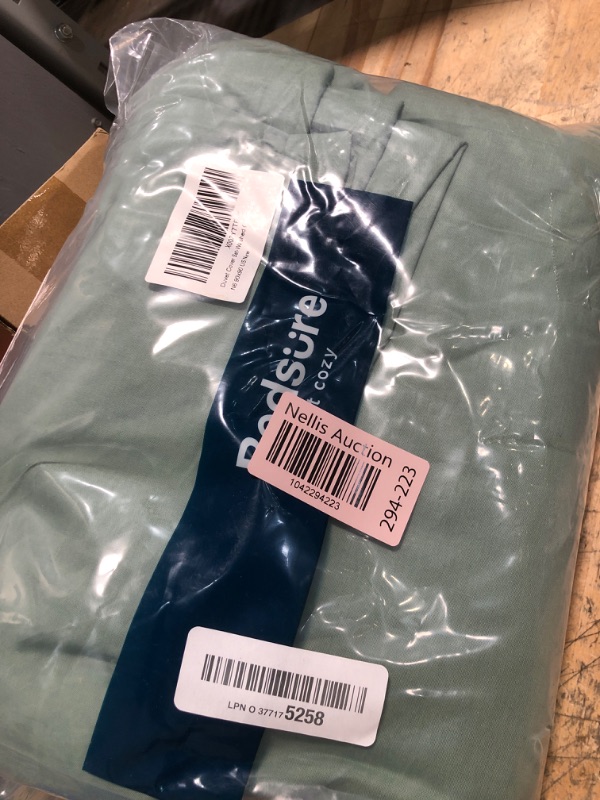 Photo 1 of Bedsure 100% Washed Cotton Duvet Cover Queen Size - Green Minimalist Cotton Duvet Cover Linen Like for All Seasons - GentleSoft™ Plain Simple Bedding, 3 Pieces (Green, Queen, 90"x90")