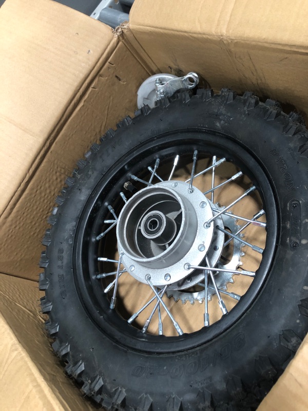 Photo 1 of 10" Rear Wheel Rim Tire Assembly 12mm Bearing for 50cc 70cc 90cc 110cc Dirt Pit Pro Trail Bike CRF50 DRZ70 PW50 BBR50 TTR50 DRZ50 SSR 3.00-10 80/100-10 1.4x10 (Tire 3.00-10 No Drum Brake)