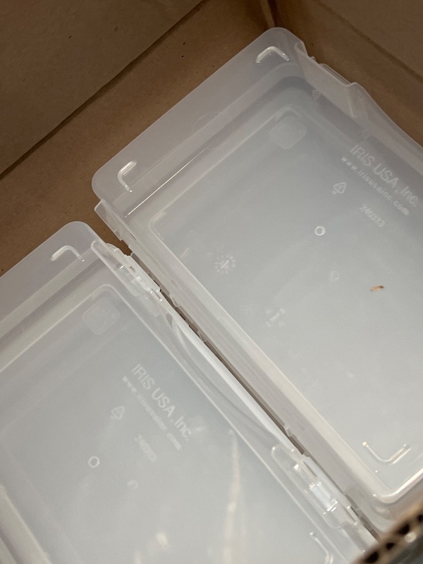 Photo 1 of IRIS USA Pencil Case Box Storage Container for Organizing with Snap Lid, 10-Pack, Big Capacity Stackable Plastic Pen Pouch for Craft Hobby Art Supplies Journaling Stationery Sticker, Clear, Medium