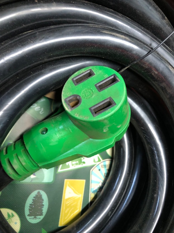 Photo 1 of RVGUARD 50 Amp 50 Foot RV/EV Extension Cord, NEMA 14-50P/R Heavy Duty Extension Cord with LED Power Indicator and Cord Organizer, Green, ETL Listed