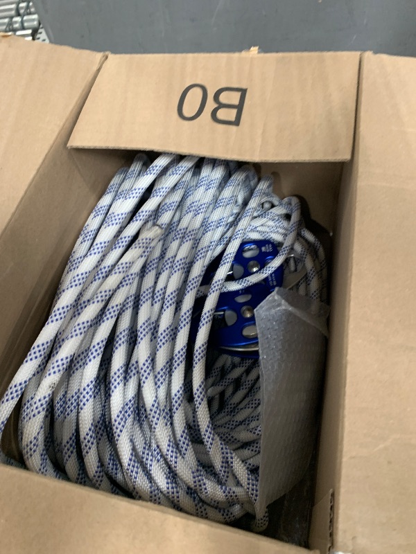 Photo 1 of Double Block and Tackle Pulley System with 150Ft x 1/2'' Rope Pulley 7700 LB(35KN) Breaking Strength, 4:1 Lifting Power Sheave Pulley Hoist System for Garage, Attic Heavy Lifting