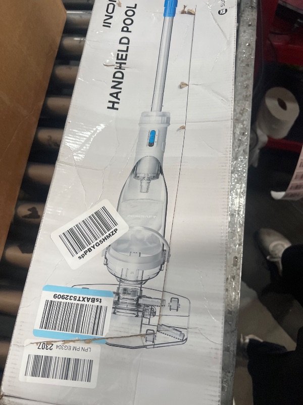 Photo 1 of InoKraft Cordless Pool Vacuum Cleaner, Rechargeable, Handheld Pool Vacuum for Above Ground and Inground Pools, Transparent Head, 59” Extendable Pole, for Leaves, Debris, Shallow Steps, Blue