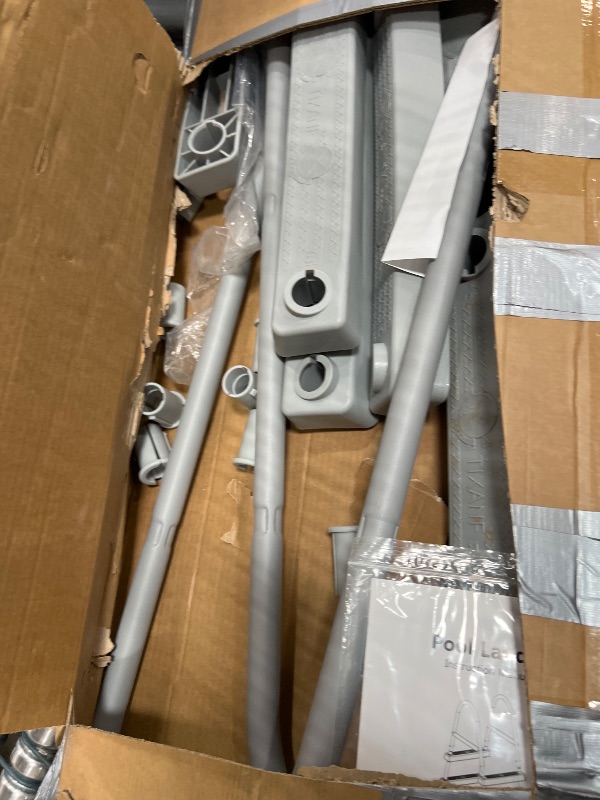 Photo 1 of TIXANF 42" 3-Step Steel Frame Above Ground Swimming Pool Ladder,Heavy Duty Double Sided Removable Pool Steps,Pool Ladder Steps with Non-Slip Plastic Steps for Entry and Exit