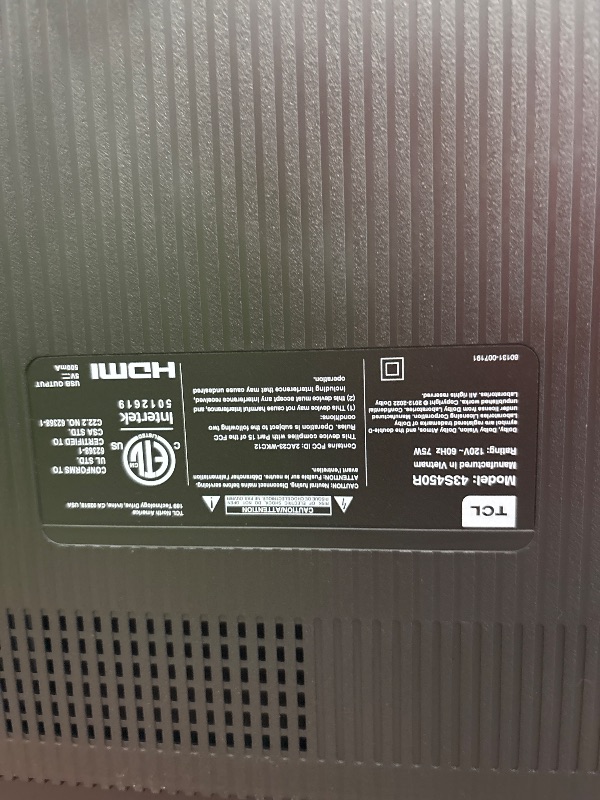 Photo 1 of **BROKEN**TCL 43-Inch Class S4 4K LED Smart TV with Roku TV (43S450R, 2023 Model), Dolby Vision, HDR, Dolby Atmos, Works with Alexa, Google Assistant and Apple HomeKit Compatibility, Streaming UHD Television