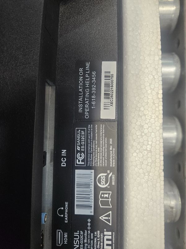 Photo 1 of ** damagaed screen has lines going down one side, final sale ** SANSUI 32 Inch Curved 240Hz Gaming Monitor High Refresh Rate, FHD 1080P Gaming PC Monitor HDMI DP1.4, Curved 1500R, 1Ms MPRT, HDR,Metal Stand,VESA Compatible (ES-G32C3F DP Cable Incl.)