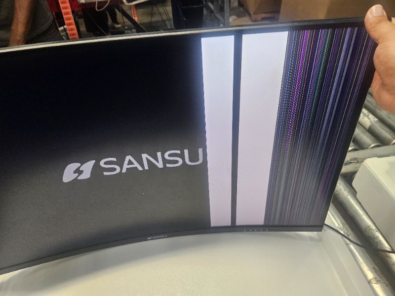 Photo 1 of ** damagaed screen has lines going down one side, final sale ** SANSUI 32 Inch Curved 240Hz Gaming Monitor High Refresh Rate, FHD 1080P Gaming PC Monitor HDMI DP1.4, Curved 1500R, 1Ms MPRT, HDR,Metal Stand,VESA Compatible (ES-G32C3F DP Cable Incl.)