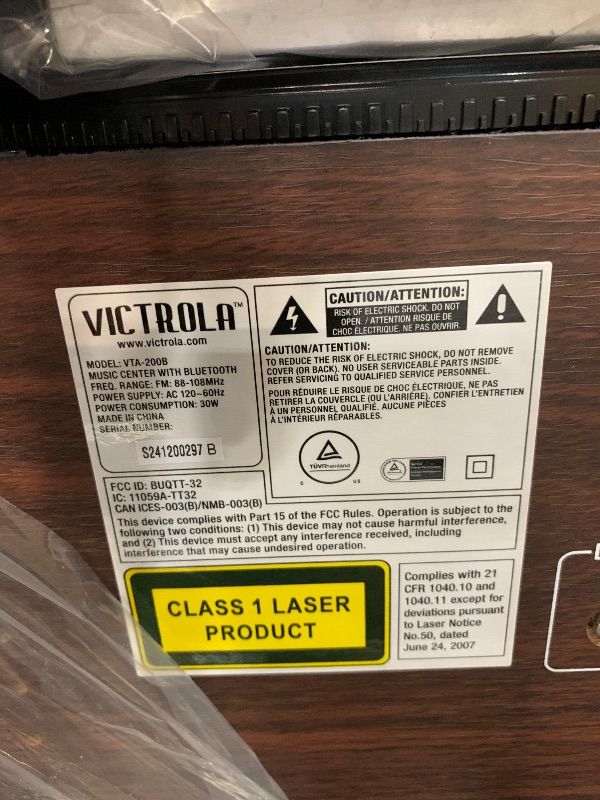 Photo 1 of ** Did not power on ** Victrola The Quincy 6-in-1 Bluetooth Record Player & Multimedia Center with Built-in Speakers – 3-Speed Turntable, CD & Cassette Player, AM/FM Radio, Wireless Music Streaming (Espresso)
