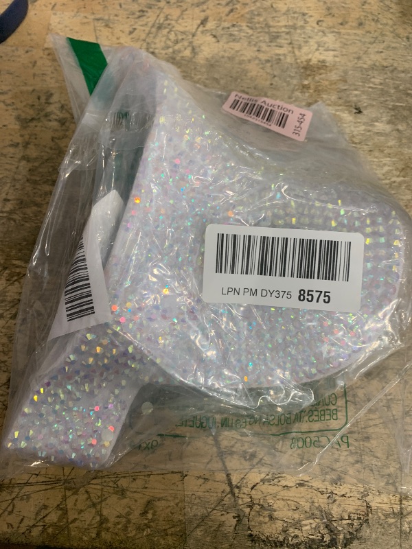 Photo 1 of ***(MISSING A FEW RHINESTONES)***Gudessly Shiny Rhinestones Sport Sun Visor Adjustable Summer Cap Visor Caps for Women Men White