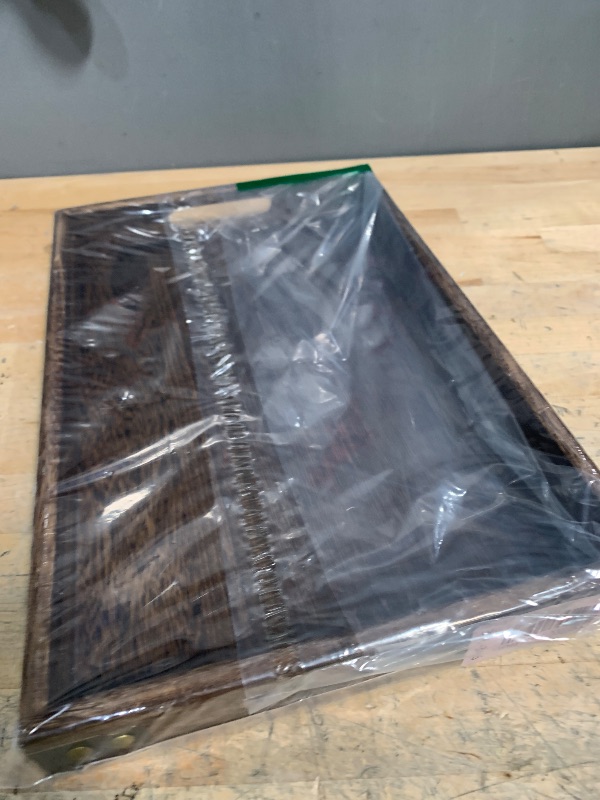 Photo 1 of 14 Inches Wooden Serving Tray with Handles, Rustic Paulownia Wood Coffee Table Tray