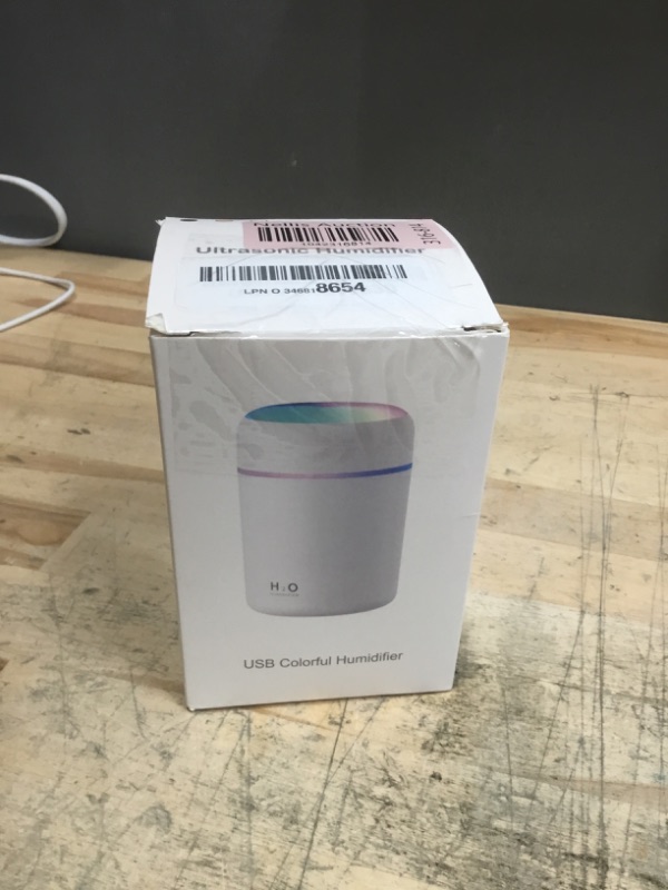 Photo 1 of *MISSING POWER CORD* Portable Mini Humidifier, Colorful, Cool Mist, USB Powered. Perfect for Bedroom, Office & Car (300ml, White)
