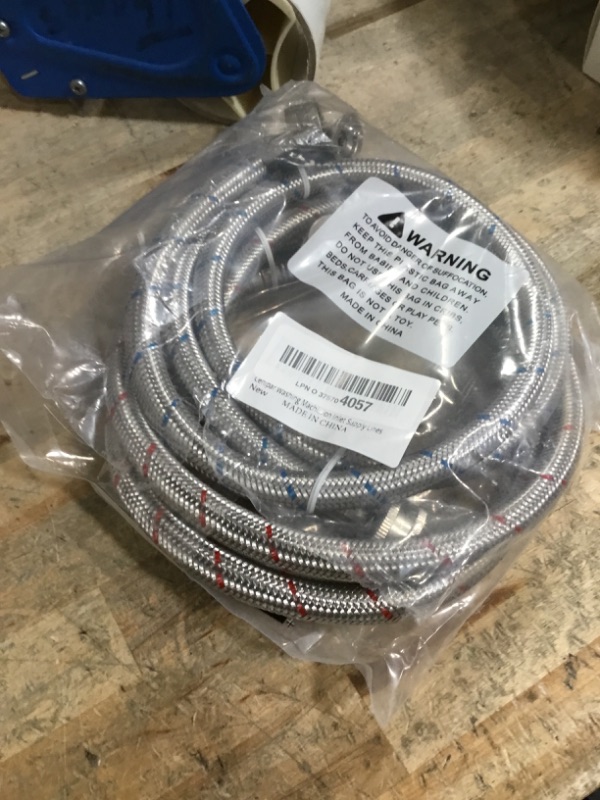 Photo 1 of ?UPGRADE?4FT Washing Machine Hoses with 90 Degree Elbow Premium Stainless Steel Burst Proof (cost-effective 2 pack) Red and Blue Striped Water Connection Inlet Supply Lines by Cenipar