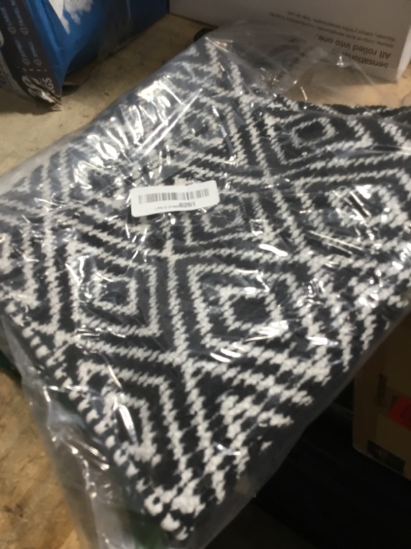 Photo 1 of 100% Cotton Diamond Rug 21x34 Hand Woven Reversible Washable Rug - Black