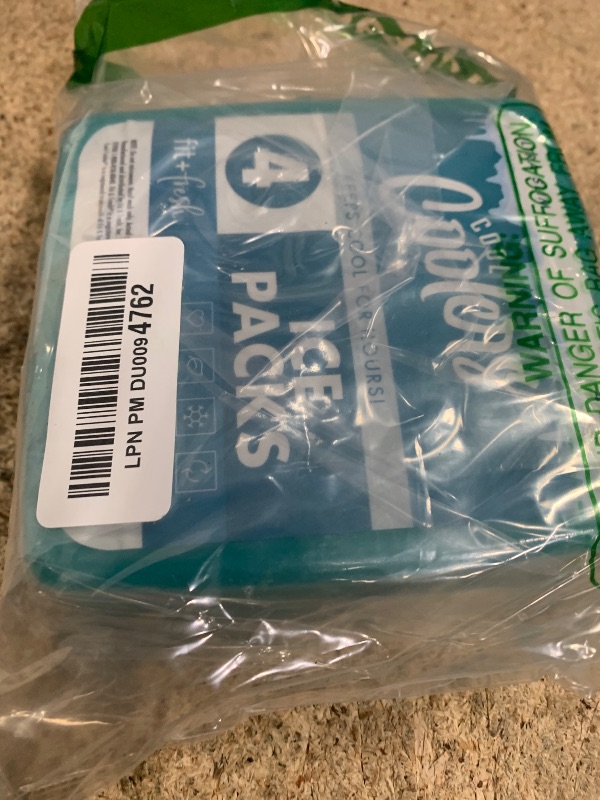 Photo 1 of Cool Coolers by Fit & Fresh 4 Pack Slim Ice Packs, Quick Freeze Space Saving Reusable Ice Packs for Lunch Boxes or Coolers, Green