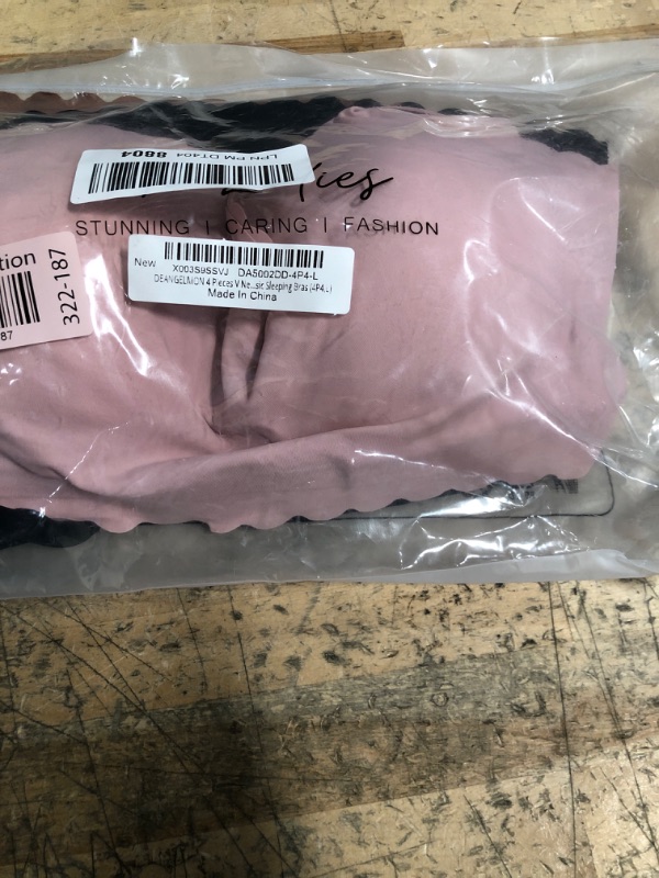 Photo 1 of (BAGGED) (USED/FAIR) DEANGELMON 4 Pieces V Neck Bralettes Padded Seamless Adjustable Straps Bra Everyday Basic Sleeping Bras (4P4,L)