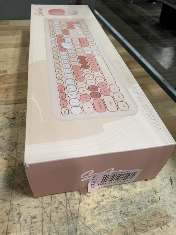 Photo 1 of Wireless Keyboard and Mouse Combo, Colorful Ergonomic Full Size Retro Low-Noise Keyboard with Cute keycaps, Compatible with Windows, PC, Perfer for Home and Office Keyboards (Brown)