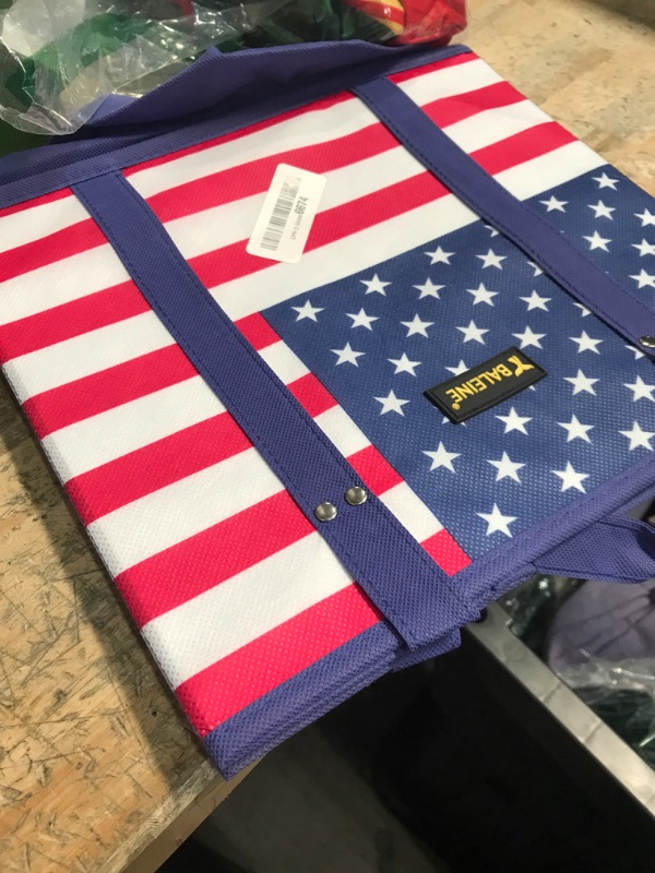 Photo 1 of (ONLY ONE) BALEINE 3Pk Reusable Grocery Bags, Foldable Shopping Bags for Groceries with Reinforced Bottom & Handles (Patriot Celebration)