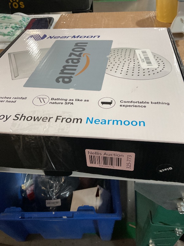 Photo 1 of *USED*NearMoon Rain Shower Head, High Flow Stainless Steel Square Rainfall Shower, Waterfall Bath Shower Body Covering, Ceiling or Wall Mount (12 Inch, Matte Black)