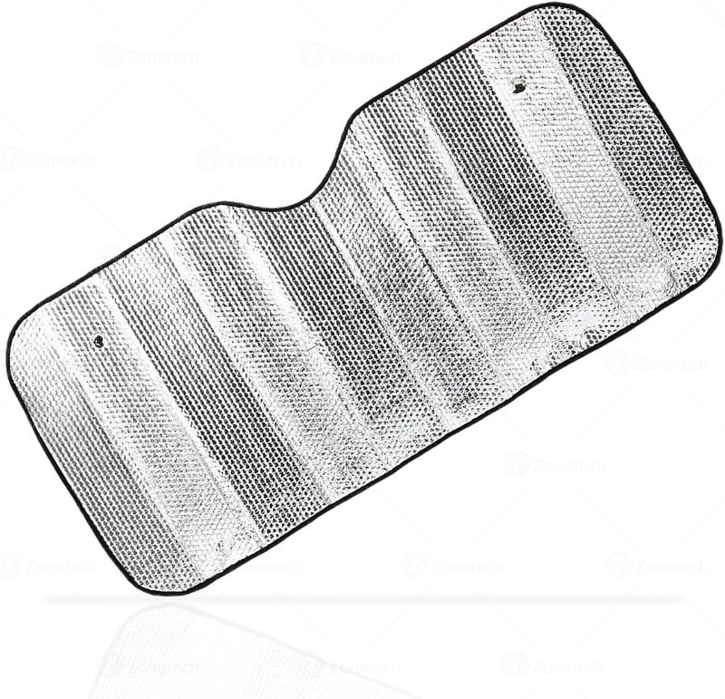 Photo 1 of Silver Car Foldable Sun Shade - Premium Quality Accordion Metallic Reflective Automotive Sun-Shield