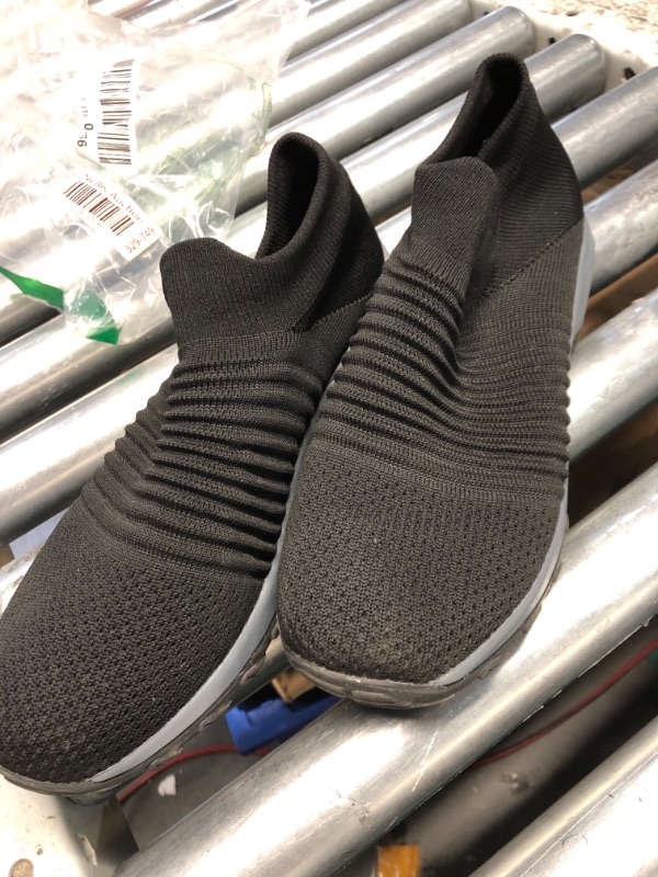 Photo 1 of (used)(see images) HKR Womens Walking Tennis Shoes Slip On Light Weight Mesh Platform Air Sneakers Black 9.5 US (ZJW1839heise42)