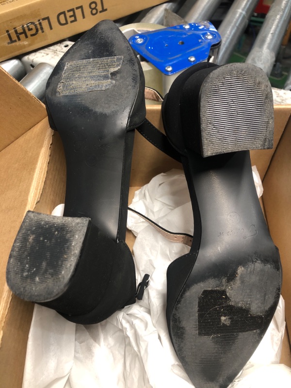 Photo 1 of (see all images for damage) Olivia K Women's Classic Pumps Close Toe Ankle Strap Kitten Heel - Adorable Low Block Heel Black Nubuck 8