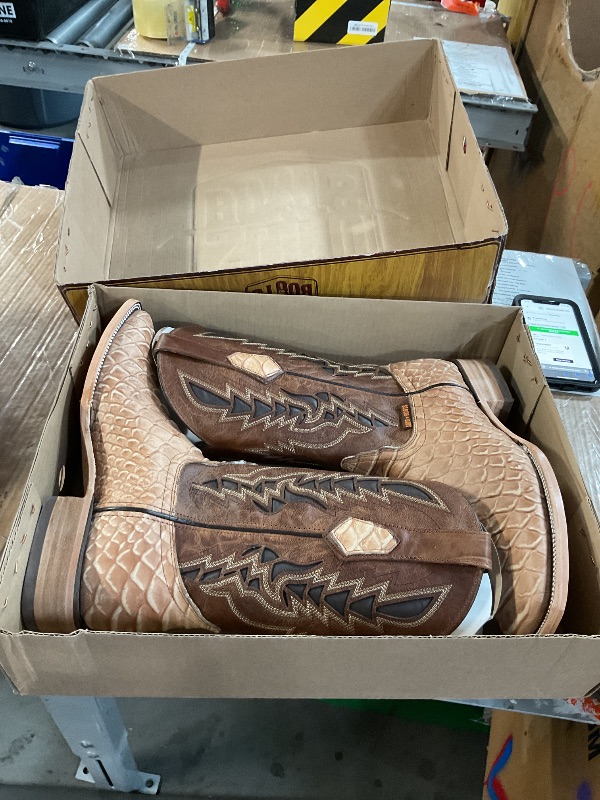 Photo 1 of Soto Boots Mens Snakebike Python Print Boots H50032 (Tan,9.5)