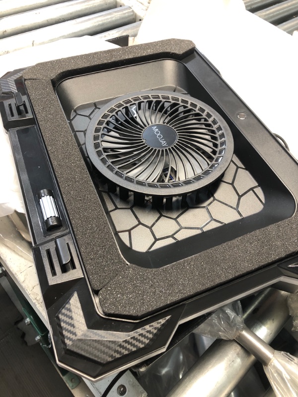 Photo 1 of (not functional)(sold for parts only) Laptop Cooling Pad Powerful Turbo Fan RGB Gaming Notebook Cooler, Moojay Laptop Fan Cooling Stand with 8 Adjustable Heights 