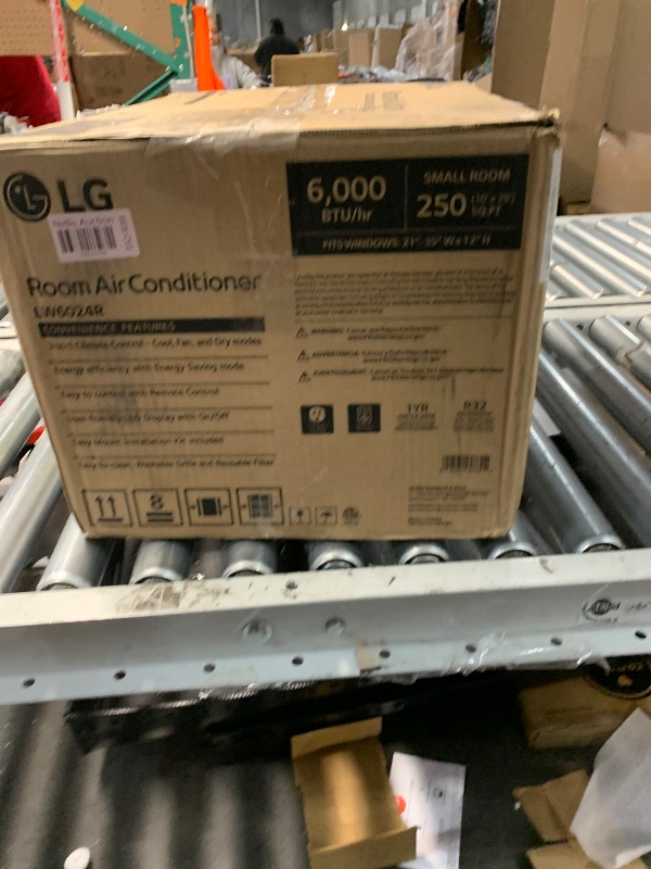 Photo 1 of LG 6,000 BTU Window Air Conditioner, Cools 250 Sq.Ft. (10' x 25' Room Size), Quiet Operation, Electronic Control with Remote, 2 Cooling & Fan Speeds, 2-Way Air Deflection, Auto Restart, 115V