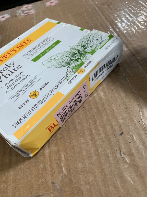 Photo 1 of ***(MISSING 1)***
Burt's Bees Toothpaste, Natural Flavor, Fluoride-Free, Purely White, Zen Peppermint, 4.7 oz, Pack of 3